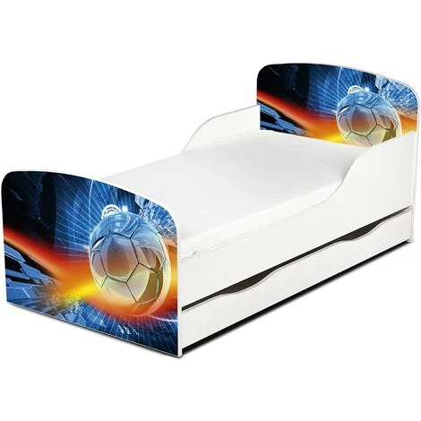 LEOMARK Moderne Lit D'Enfant Toddler En Bois Avec Un Matelas Et Un Tiroir Football 1 LEOMARK Moderne Lit D'Enfant Toddler En Bois Avec Un Matelas Et Un Tiroir Football