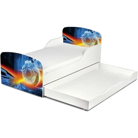 LEOMARK Moderne Lit D'Enfant Toddler En Bois Avec Un Matelas Et Un Tiroir Football 2 LEOMARK Moderne Lit D'Enfant Toddler En Bois Avec Un Matelas Et Un Tiroir Football – Image 2