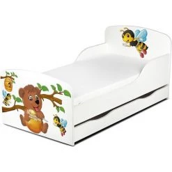 LEOMARK Moderne Lit D'Enfant Toddler En Bois Avec Un Matelas Et Un Tiroir Teddy