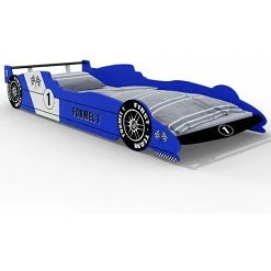 Deuba Lit Enfant Voiture Formule 1 F1 Bleu - 90 Cm X 200 Cm - Sommier Inclus - Chambre -Lit enfant Soldes Boutique 18473113 3