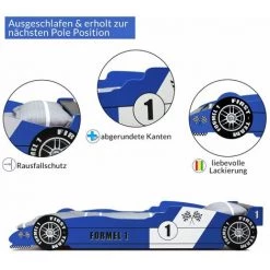 Deuba Lit Enfant Voiture Formule 1 F1 Bleu - 90 Cm X 200 Cm - Sommier Inclus - Chambre -Lit enfant Soldes Boutique 18473113 5