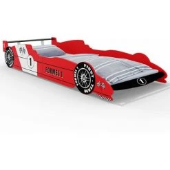 DEUBA Lit Enfant Voiture Formule 1 F1 Rouge - 90 Cm X 200 Cm - Sommier Inclus - Chambre -Lit enfant Soldes Boutique 18473483 4