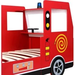 DEUBA Lit Enfant Design Camion Pompier Rouge 205x94,5x103cm Lit Pour Enfants Avec Sommier à Lattes Inclus -Lit enfant Soldes Boutique 18476793 5