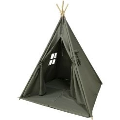SUNNY Alba Tente Tipi Pour Enfants En Gris | Tente De Jeu Avec Tapis Pour L'intérieur / Chambre | 120x120 Cm - Gris