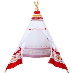 SUNNY Tente Tipi Pour Enfants Avec Lumières LED| Tente De Jeu Avec Tapis Pour L'intérieur / Chambre | Tente Enfant Rouge / Blanc 120x120 Cm - Rouge 7 SUNNY Tente Tipi Pour Enfants Avec Lumières LED| Tente De Jeu Avec Tapis Pour L'intérieur / Chambre | Tente Enfant Rouge / Blanc 120x120 Cm - Rouge -Lit enfant Soldes Boutique 18495891 3