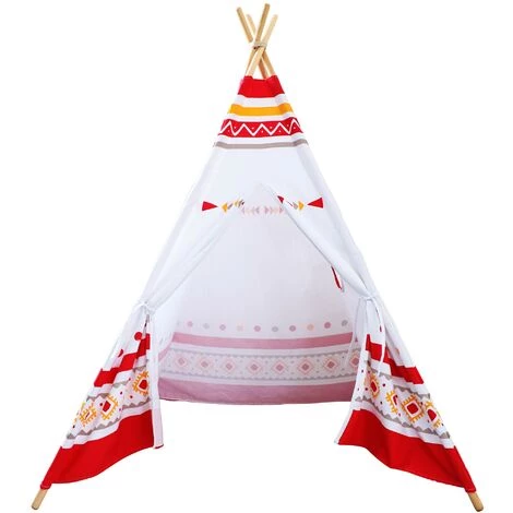 SUNNY Tente Tipi Pour Enfants Avec Lumières LED| Tente De Jeu Avec Tapis Pour L'intérieur / Chambre | Tente Enfant Rouge / Blanc 120x120 Cm - Rouge 3 SUNNY Tente Tipi Pour Enfants Avec Lumières LED| Tente De Jeu Avec Tapis Pour L'intérieur / Chambre | Tente Enfant Rouge / Blanc 120x120 Cm - Rouge – Image 3