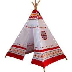 SUNNY Tente Tipi Pour Enfants Avec Lumières LED| Tente De Jeu Avec Tapis Pour L'intérieur / Chambre | Tente Enfant Rouge / Blanc 120x120 Cm - Rouge 8 SUNNY Tente Tipi Pour Enfants Avec Lumières LED| Tente De Jeu Avec Tapis Pour L'intérieur / Chambre | Tente Enfant Rouge / Blanc 120x120 Cm - Rouge -Lit enfant Soldes Boutique 18495891 4