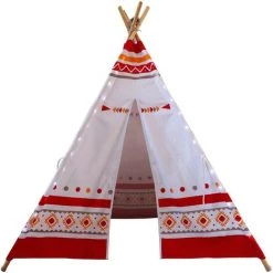 SUNNY Tente Tipi Pour Enfants Avec Lumières LED| Tente De Jeu Avec Tapis Pour L'intérieur / Chambre | Tente Enfant Rouge / Blanc 120x120 Cm - Rouge 9 SUNNY Tente Tipi Pour Enfants Avec Lumières LED| Tente De Jeu Avec Tapis Pour L'intérieur / Chambre | Tente Enfant Rouge / Blanc 120x120 Cm - Rouge -Lit enfant Soldes Boutique 18495891 5