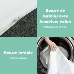 COSTWAY Matelas En Mousse Enfant 120x60cm Avec Housse Extérieure Amovible Et Lavable - Matelas Portable Avec Sac -Epaisseur De 5cm -Lit enfant Soldes Boutique 18615627 3