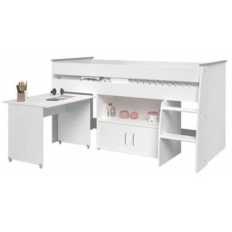 PARISOT ZOLA Lit Combiné Enfant Classique - Décor Blanc Megeve - L 90 X L 200 Cm 1 PARISOT ZOLA Lit Combiné Enfant Classique - Décor Blanc Megeve - L 90 X L 200 Cm