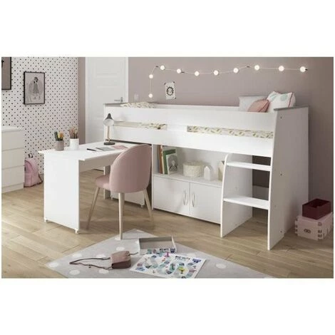 PARISOT ZOLA Lit Combiné Enfant Classique - Décor Blanc Megeve - L 90 X L 200 Cm 2 PARISOT ZOLA Lit Combiné Enfant Classique - Décor Blanc Megeve - L 90 X L 200 Cm – Image 2
