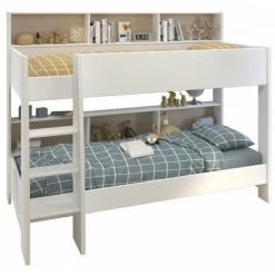 PARISOT JIM Lit Enfant Superposé Contemporain Décor Chene Brooklyn Et Blanc - L 90 X L 200 Cm