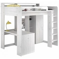 PARISOT LENA Lit Combiné Mezzanine Enfant - Décor Pin Petterson - Sommier Inclus - 90 X 200 Cm