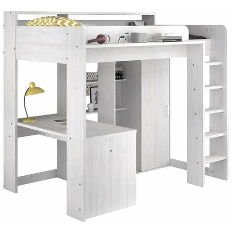 PARISOT LENA Lit Combiné Mezzanine Enfant - Décor Pin Petterson - Sommier Inclus - 90 X 200 Cm 1 PARISOT LENA Lit Combiné Mezzanine Enfant - Décor Pin Petterson - Sommier Inclus - 90 X 200 Cm