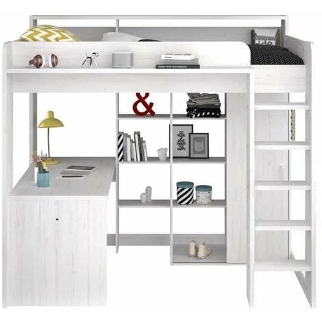 PARISOT LENA Lit Combiné Mezzanine Enfant - Décor Pin Petterson - Sommier Inclus - 90 X 200 Cm 2 PARISOT LENA Lit Combiné Mezzanine Enfant - Décor Pin Petterson - Sommier Inclus - 90 X 200 Cm – Image 2