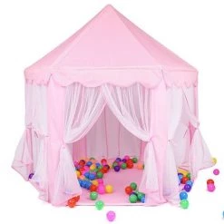 OOBEST 1.4m Rose Tente De Jeu Pour Enfants Château De Princesse Tente De Jeu Maison De Jouet Château De Princesse De Fées