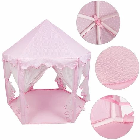 OOBEST 1.4m Rose Tente De Jeu Pour Enfants Château De Princesse Tente De Jeu Maison De Jouet Château De Princesse De Fées 4 OOBEST 1.4m Rose Tente De Jeu Pour Enfants Château De Princesse Tente De Jeu Maison De Jouet Château De Princesse De Fées – Image 4