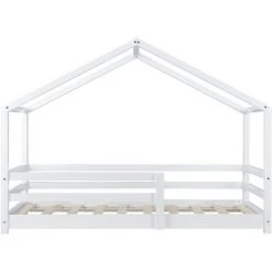 Lit D'Enfant Maison Avec Barreaux De Sécurité Knätten Pin 70 X 140 Cm Blanc Mat Laqué [en.casa] -Lit enfant Soldes Boutique 20889485 5