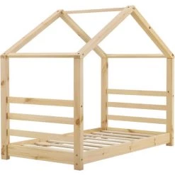 Lit D'enfant Vardø Bois Naturel 146x78x130cm [en.casa] -Lit enfant Soldes Boutique 20889492 4