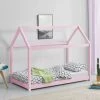 Lit Enfant Design Maison Netstal Pin 160 X 80 Cm Rose [en.casa]