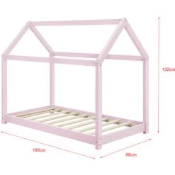 Lit Enfant Design Maison Netstal Pin 160 X 80 Cm Rose [en.casa] -Lit enfant Soldes Boutique 20889530 3