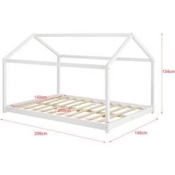 Lit D'Enfant De Forme Maison Cerro Pin 140 X 200 Cm Blanc Mat Laqué [en.casa] -Lit enfant Soldes Boutique 21165845 4
