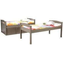 LE QUAI DES AFFAIRES Lit Superposé RABBIT 90x190 + 2 Sommiers / Gris/ 199x146x170 -Lit enfant Soldes Boutique 21447458 3