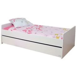 LE QUAI DES AFFAIRES Lit Gigogne FLORENT 90x190 + 2 Sommiers + 1 Tiroir-lit / Blanc/ 193x95x60 -Lit enfant Soldes Boutique 21447506 5