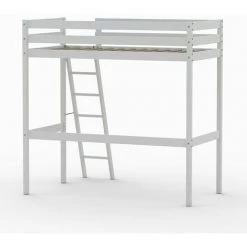 LE QUAI DES AFFAIRES Lit Mezzanine STUDIO 90x200 + 1 Sommier / Blanc/ L209xP151xH195 -Lit enfant Soldes Boutique 21447545 4