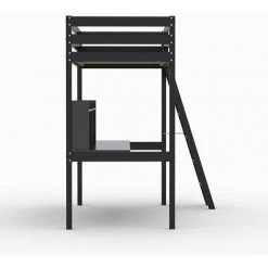 LE QUAI DES AFFAIRES Lit Mezzanine STUDIO 90x190 + 1 Sommier + Bureau + étagère / Noir/ 199x151x195 -Lit enfant Soldes Boutique 21447551 4