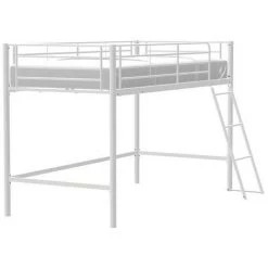 AUTRES Lit Surélevé Enfant En Métal - Blanc - Sommier Inclus - 90 X 190 Cm - MID