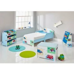 BEBEGAVROCHE Lit En Bois Pour Enfant Véhicules Et Camions + Matelas - Bleu -Lit enfant Soldes Boutique 22746432 3