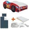 BEBEGAVROCHE Pack Complet Lit Enfant Voiture Racing Rouge = Lit+Matelas & Parure+Couette+Oreiller - Rouge