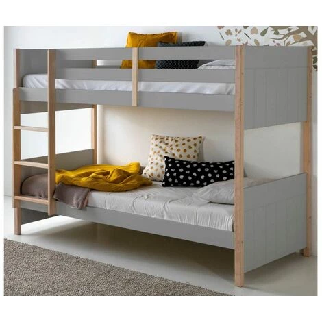 Lit Superposé BOBOCHIC - Lit Superposé 90x190 Cm YUGO Gris Et Bois Clair - Gris 2 Lit Superposé BOBOCHIC - Lit Superposé 90x190 Cm YUGO Gris Et Bois Clair - Gris – Image 2