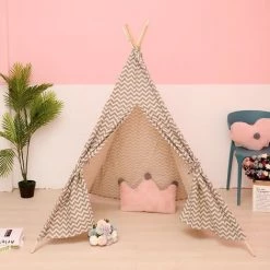 DazHom?Tente Pour Enfants Motif Vague Grise Et Blanche 120 * 120 * 160cm