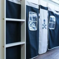 DéCOSHOP26 Lit Mezzanine Pour Enfant Avec Sommier Toboggan Tunnel Rideau Modèle Noir Pirate 90x200 Cm - Noir -Lit enfant Soldes Boutique 23705290 3