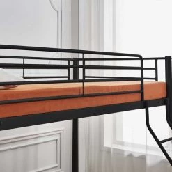 MOBILIER DECO DUAL - Lit Superposé En Métal Noir 90x190 Cm + 140x190 Cm - Noir -Lit enfant Soldes Boutique 23742269 3