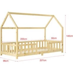 Lit D'Enfant Design Forme Maison Sisimiut Pin 200 X 90 Cm Naturel [en.casa] -Lit enfant Soldes Boutique 23971858 3