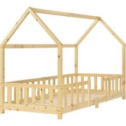 Lit D'Enfant Design Forme Maison Sisimiut Pin 200 X 90 Cm Naturel [en.casa] -Lit enfant Soldes Boutique 23971858 4