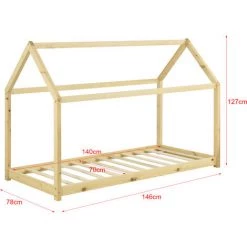 Lit Enfant Design Maison Netstal Pin 140 X 70 Cm Naturel [en.casa] -Lit enfant Soldes Boutique 23972136 3