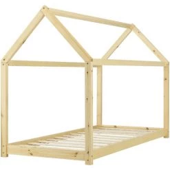 Lit Enfant Design Maison Netstal Pin 140 X 70 Cm Naturel [en.casa] -Lit enfant Soldes Boutique 23972136 5