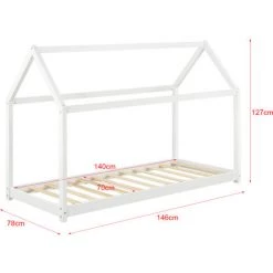 Lit Enfant Design Maison Netstal Pin 140 X 70 Cm Blanc [en.casa] -Lit enfant Soldes Boutique 23972166 3