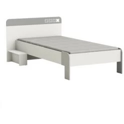 DEMEYERE Lit 1 Personne Island 90x190/200 Cm - Blanc - Blanc Mat Et Gris Foncé