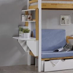 MOBILIER DECO CELESTIN - Lit Mezzanine Enfant 90 X 190 Cm Avec Bureau Et Rangements - Blanc -Lit enfant Soldes Boutique 24498167 3