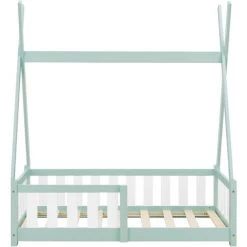 Lit Tipi Pour Enfants Helsingborg Avec Grille De Sécurité Pin 140 X 70 Cm Menthe [en.casa] -Lit enfant Soldes Boutique 24835918 5