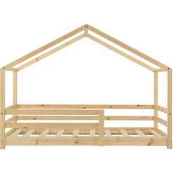 Lit D'Enfant Maison Avec Barreaux De Sécurité Knätten Pin 80 X 160 Cm Bois Naturel [en.casa] -Lit enfant Soldes Boutique 24836016 5