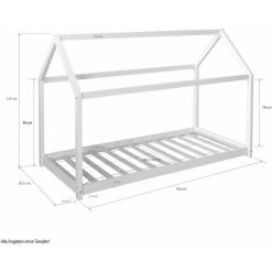 DéCOSHOP26 Lit Cabane Pour Enfant En Forme De Maison En Bois Blanc Avec Sommier à Lattes 80x160 Cm - Or -Lit enfant Soldes Boutique 25440355 3