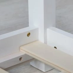 DéCOSHOP26 Lit Cabane Pour Enfant En Forme De Maison En Bois Blanc Avec Sommier à Lattes 80x160 Cm - Or -Lit enfant Soldes Boutique 25440355 5