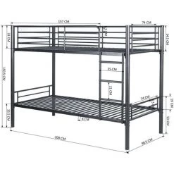 DECO IN PARIS Lit Superposé En Métal Noir 90 X 190 Cm GEMINI - Noir -Lit enfant Soldes Boutique 26097608 5