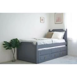 DECO IN PARIS Lit Gigogne Avec Tiroirs En Bois Gris PAULINE 90 X 190 Cm - Gris -Lit enfant Soldes Boutique 26097663 3